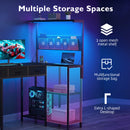 Advwin L Shaped Reversible Computer Desk with LED Lights