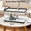 Advwin Fish Tank 50L with Artificial Hill 3-Color Lighting