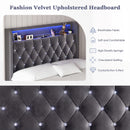 Advwin LED Bed Frame with Velvet Upholstered Headboard