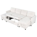 Advwin 253cm U Shaped Chenille Sectional Sofa w/ Pull Out Bed
