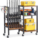 Advwin Fishing Rod Rack with Wheels & 3-Tier Shelves