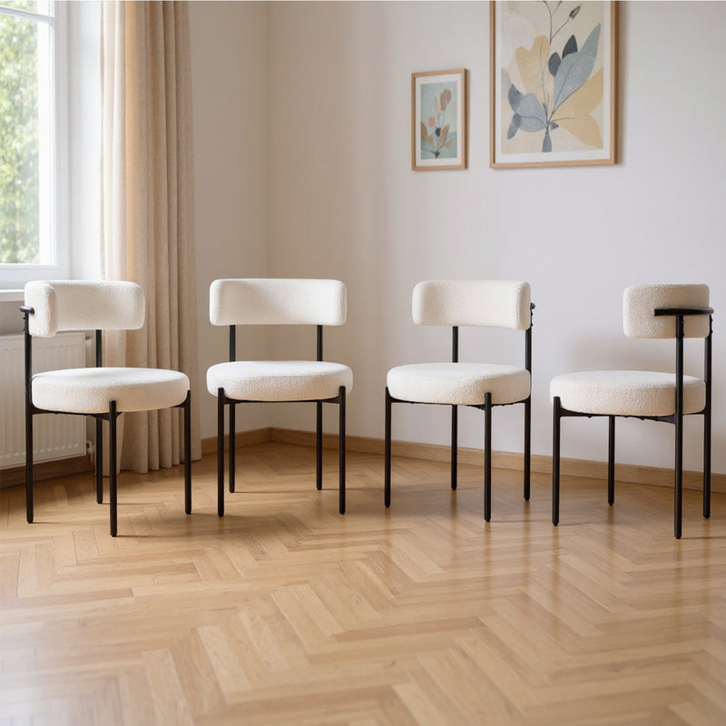 Advwin Dining Chairs Set of 4 Velvet White