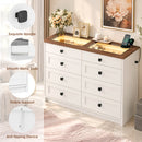 Advwin 8 Drawers Dresser with LED Lights & Glass Top
