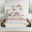 Advwin Bed Frame with Storage Drawers Beige