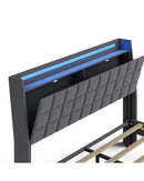Advwin Double Floating Bed Frame with Storage Headboard