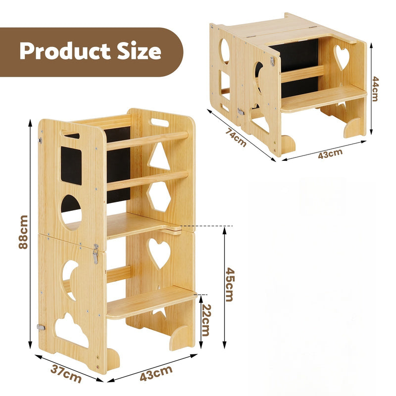 Advwin 3-in-1 Toddler Kitchen Step Stool Foldable