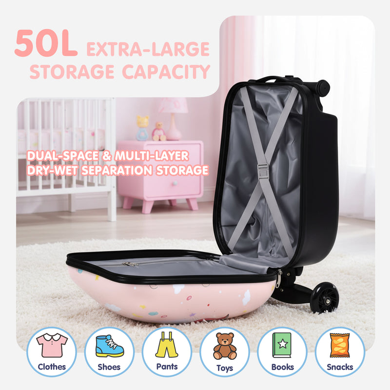 Advwin Foldable 2-in-1 Kids Ride-on Luggage with Wheels
