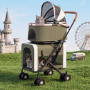 Advwin Foldable Double Pet Stroller w/ Detachable Carriers