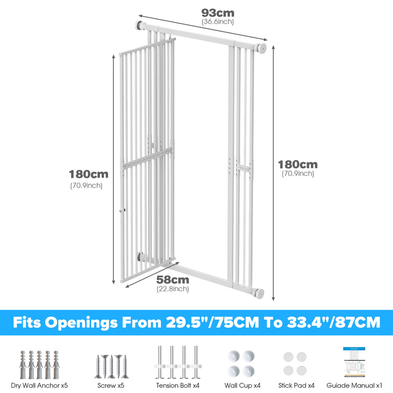 Advwin Extra Tall 180cm Pet Gate for Cats and Dogs