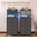 Advwin LED Bedside Table 6 Fabric Drawers Charging Station