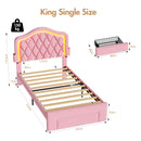 Advwin LED Velvet Bed Frame w/ Adjustable Headboard King Single