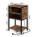 Advwin Bedside Table w/ Metal Mesh Drawer