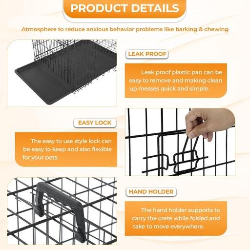 Advwin Dog Cage Crate Foldable Kennel 2 Doors
