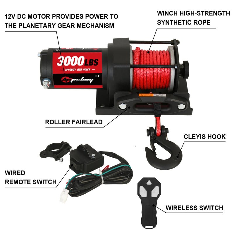 Advwin Electric Winch 3000lbs/1360kg 12V