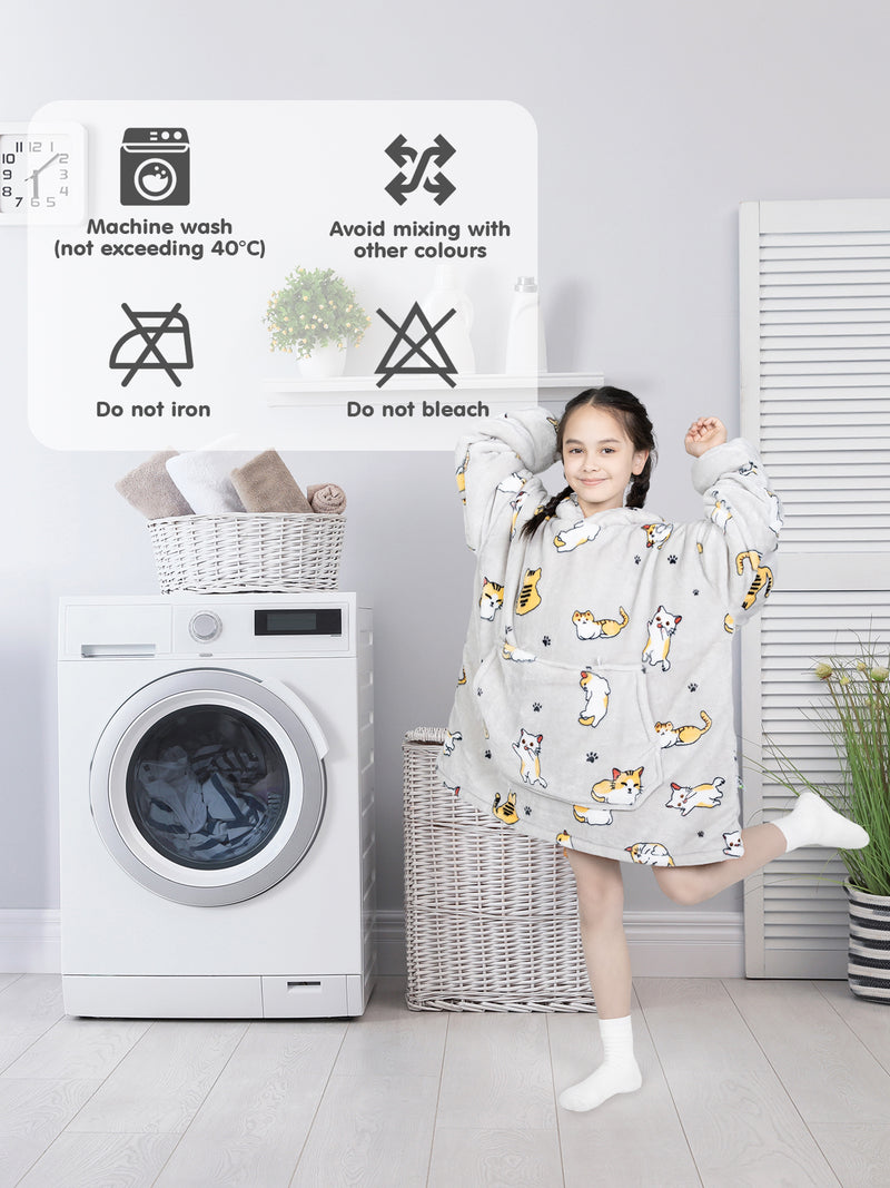 Advwin Oversized Sherpa Wearable Blanket Hoodie Kids