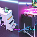 Advwin L Shaped Gaming Desk with LED Lights White