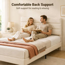 Advwin Velvet Upholstered Bed Frame w/ Wooden Slats Beige