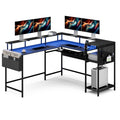 Advwin 150cm L Shaped Computer Desk w/ LED Lights