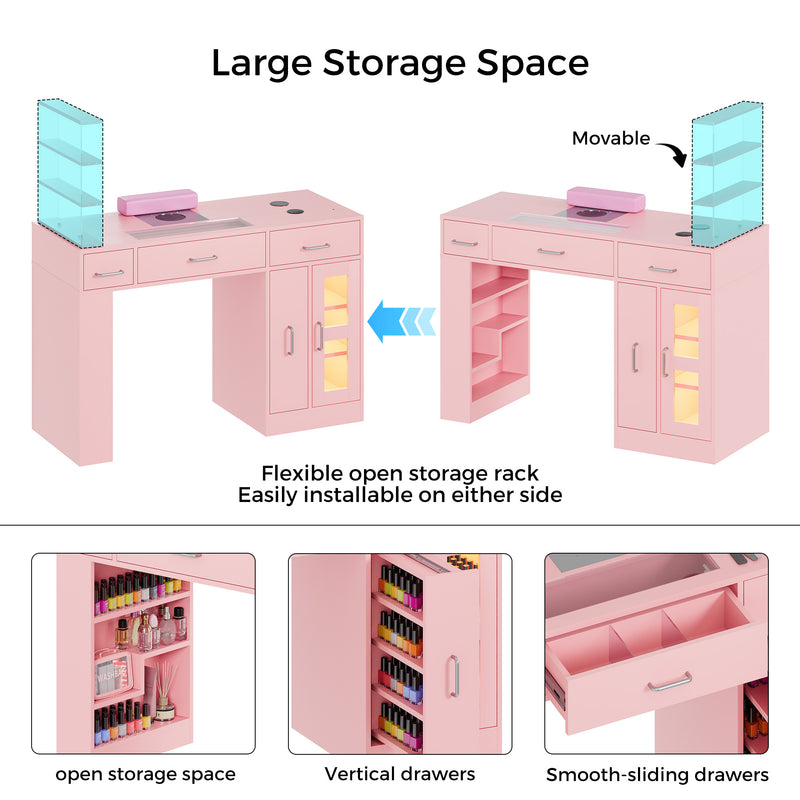 Advwin Manicure Table w/Glass Top Drawer Dust Collector