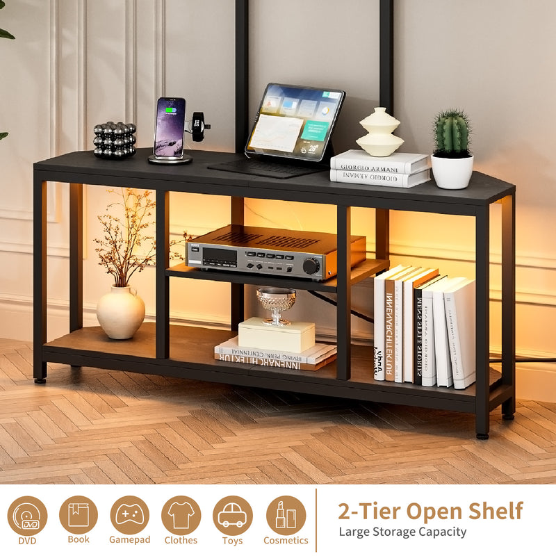 Advwin TV Stand with Built-in Mount & LED Lights 115cm