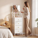 Advwin Vanity Desk with Mirror & 4 Drawers