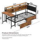 Advwin Single Corner Bed Frame with Foldable Desk