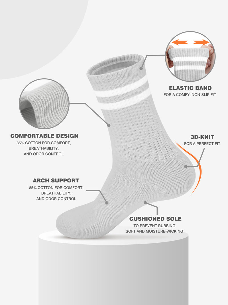 Advwin Double Striped Crew Socks for Men & Women