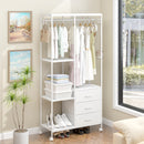 Advwin Clothes Rack with Fabric Dresser Drawers White