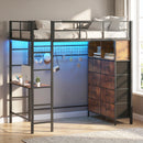 Advwin Metal Loft Bed Frame with LED & Desk