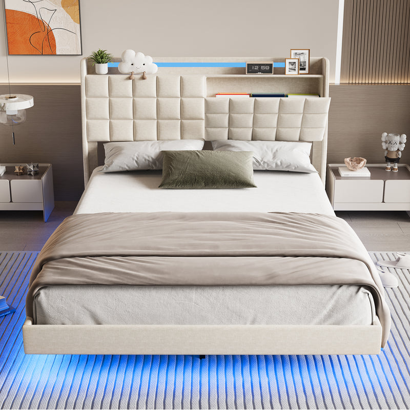 Advwin Floating Bed Frame with LED Lights