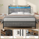 Advwin Storage Headboard Upholstered with Charging Station