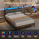 Advwin Queen Bed Frame with RGB LED & Charging Station