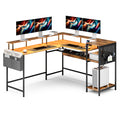 Advwin 150cm L Shaped Computer Desk w/ LED Lights