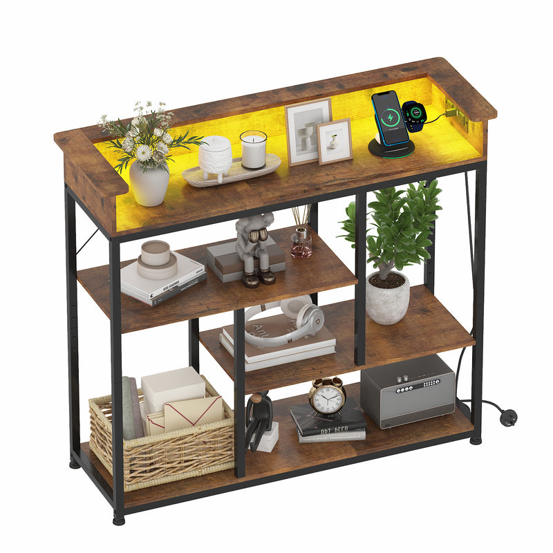Advwin Narrow Console Table with and Charging Station