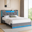 Advwin LED Bed Frame with Charging Station & Hidden Storage