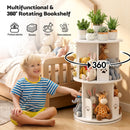 Advwin 2-Tier Rotating Bookshelf Wooden Bookcase