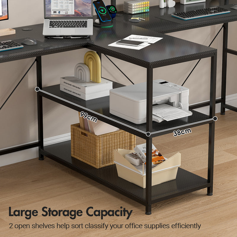 Advwin 236cm 2 Person LED Computer Desks w/ Power Outlets