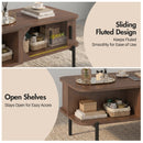 Advwin Fluted Coffee Table with Hidden Storage Walnut