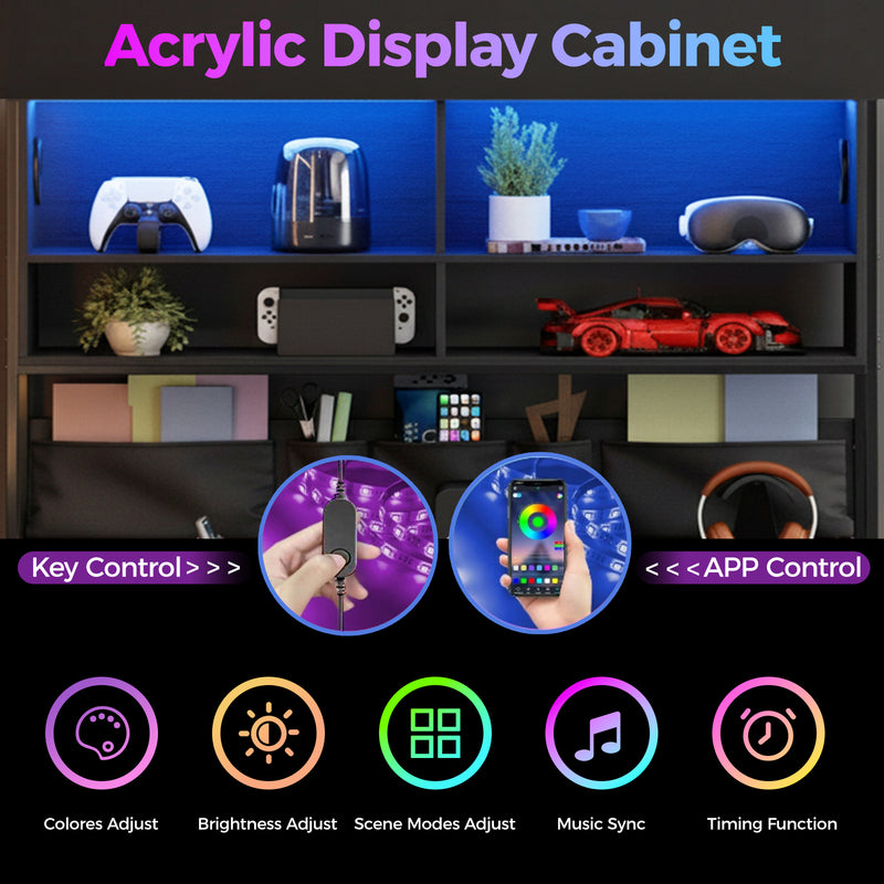 Advwin L Shaped Gaming Desk with LED Lights 130cm