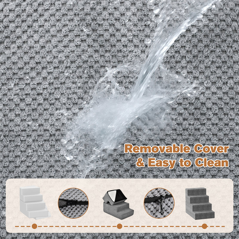 Advwin 4-Step Pet Stairs with Removable Washable Cover