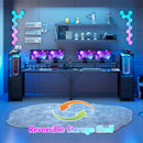 Advwin 150cm Gaming Desk with LED Lights & Storage Shelf