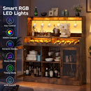 Advwin Wine Bar Cabinet w/ LED Lights & Power Outlets