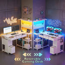 Advwin L Shaped Reversible Computer Desk with LED Lights