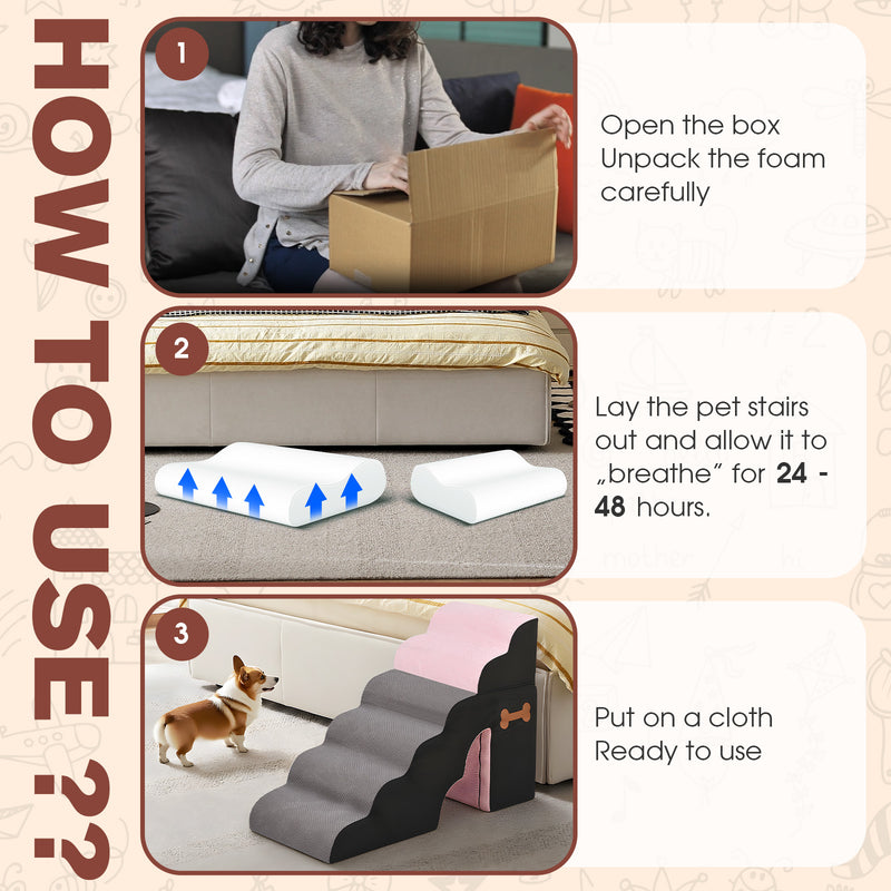 Advwin 2 in 1 High Pet Stairs with Tunnel 6 Steps