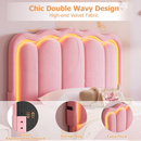 Advwin King Single LED Velvet Bed Frame Pink