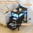 Advwin Bedside Table w/ AC Outlets and USB Ports