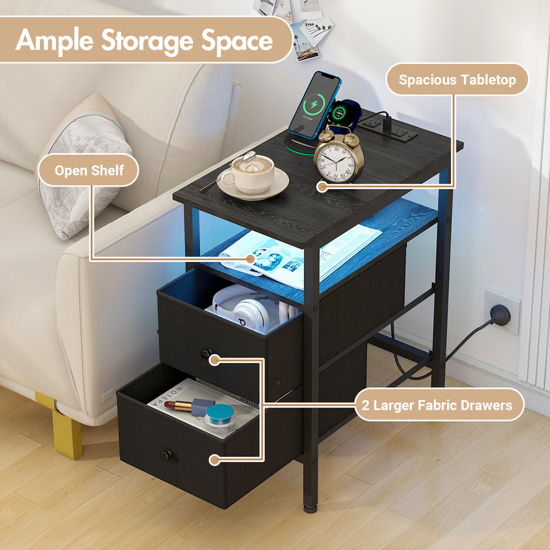 Advwin Bedside Table w/ AC Outlets and USB Ports (Pre-Order)