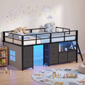 Advwin King Single Low Loft Bed with 7 Drawers Bookcase