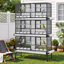 Advwin 3-Tier Bird Cage with Rolling Stand 133×52×197cm