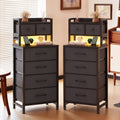Advwin Set of 2 LED Bedside Table 6 Fabric Drawers